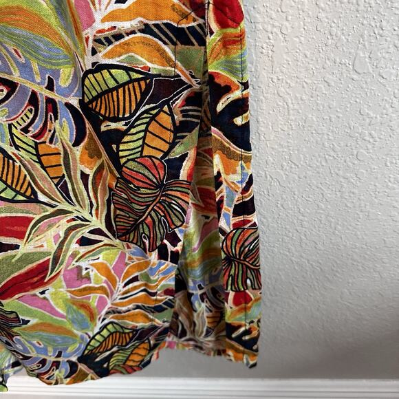 NWT C&C California Dress Small Orange Floral Linen Tropical Vacation Beach - Picture 8 of 11